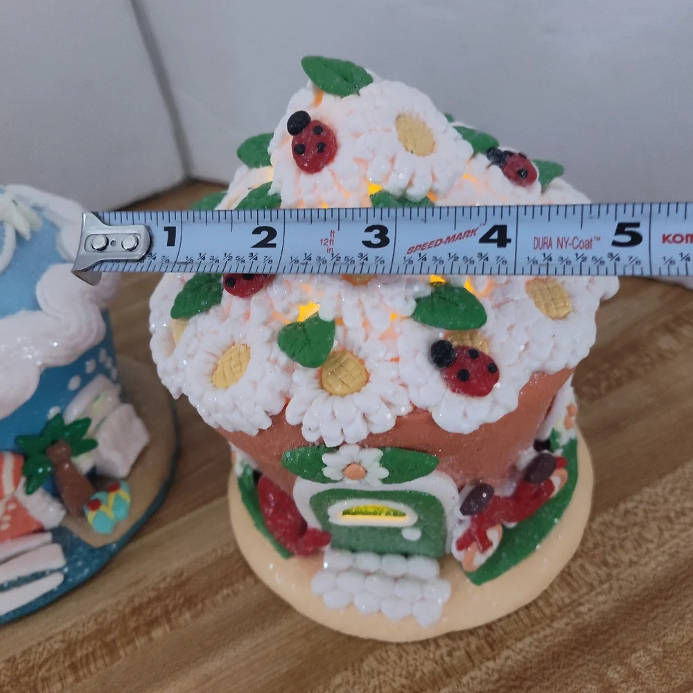Valerie Parr Hill Set of 3 Easter Spring Pastel Cupcake Cottages - Lights Up!